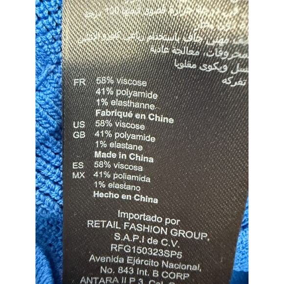 Sandro Knit Paco Cardigan Womens Size 2 Scalloped Collar Gold Snap Blue - Picture 9 of 12